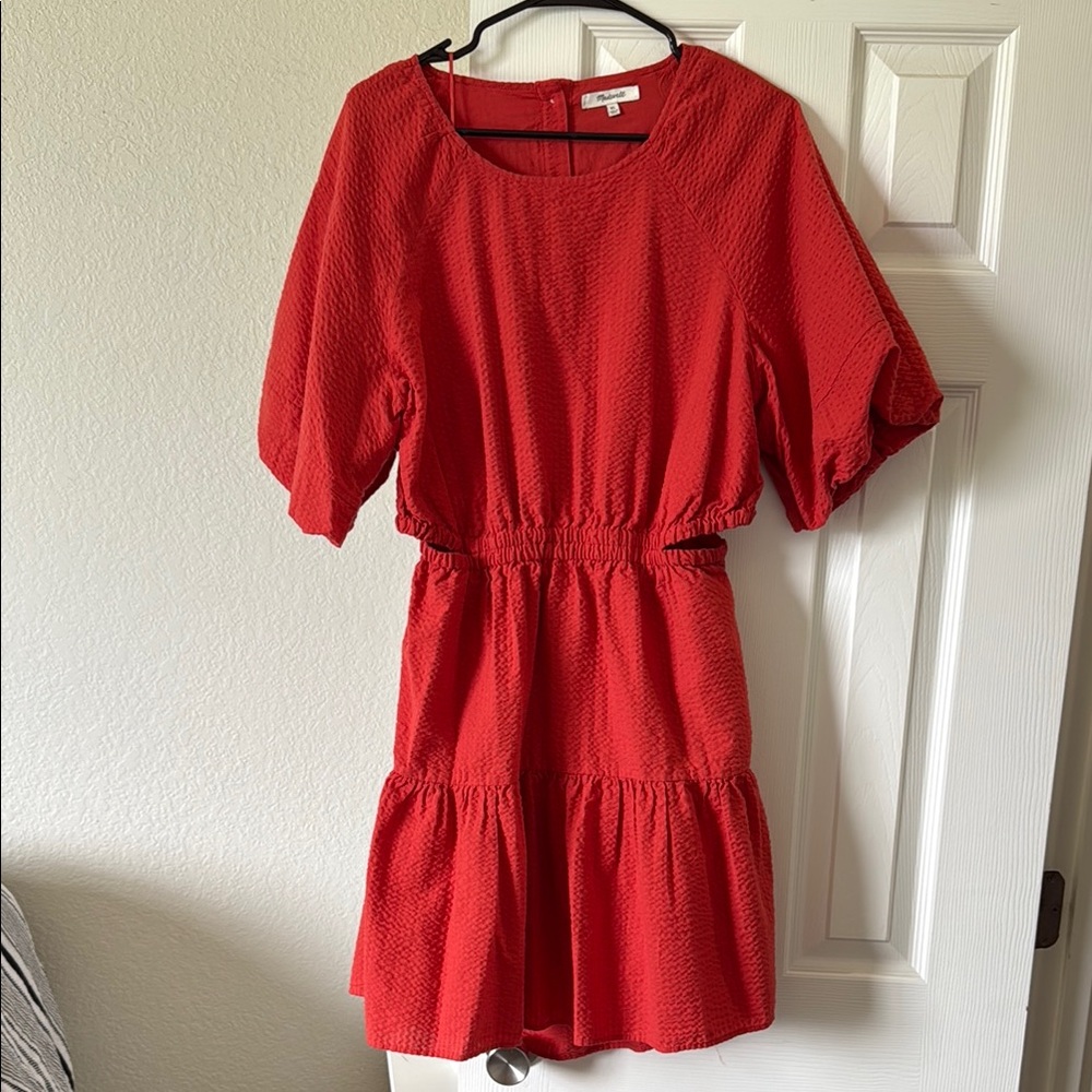 Madewell Seersucker Cut Out Dress